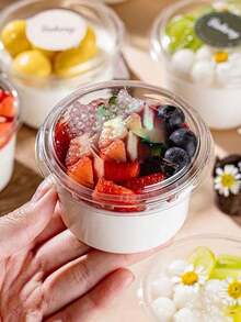 10/30pcs Mini Double Layer Cream Cup Containers With Lids, Suitable For Yogurt, Ice Cream, Pudding, Etc.