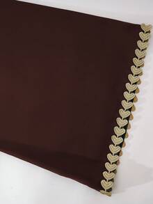 连衣裙女式优雅2025时尚街头心形贴花开放式Abaya迪拜伊斯兰服装穆斯林长袖和服Abaya开衫 - 摩卡棕 - 查看 7