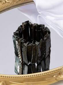 1 pieza Brazalete elástico de material de concha natural con estilo de moda europeo-americano, para uso diario