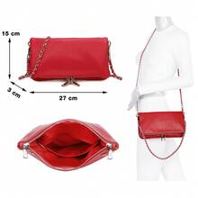 Small Anti-Theft Chain Crossbody Bag For Women - Black/Yellow/Fuscia/Silver/Red/Navy/Gold/Pink/Brown/White/Orange/Beige/Khaki - Red - View 1