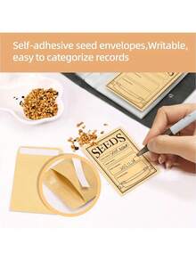 1 Set Garden Seed Storage & Organization Box, Seed Envelope Organizer Binder With 50pcs Self-Seal Seed Envelopes, Seed Packet Holder, Seed Saver Binder