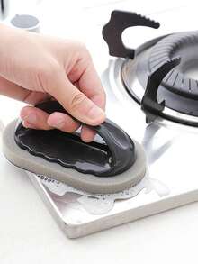 1pc Kitchen Magic Sponge Scrubber, Multi-Purpose Sponge Cleaning Brush, Suitable For Pots, Pans, Graters, Knives, Etc., Made Of Melamine Sponge Material, Strong Decontamination Brush