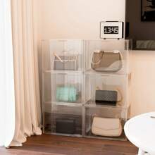 1 Pieza Caja de exhibición transparente organizadora - Organizador de bolso multicompartimento, Caja de almacenamiento transparente para joyas y accesorios, Elegante decoración para el hogar y la oficina, Contenedor duradero y hermoso