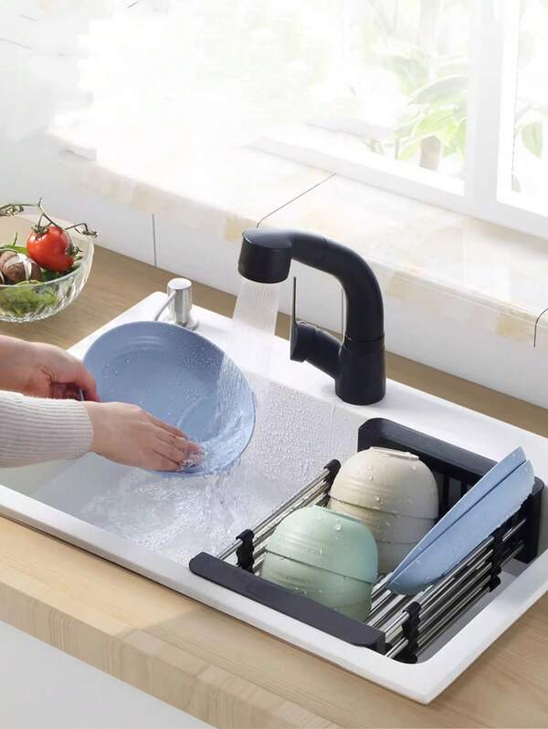 1 pezzo Supporto estendibile per lavello da cucina, supporto per stoviglie, organizzatore per lavello, reggimensole per utensili