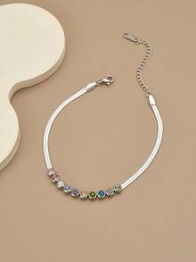 1 chiếc lắc chân bằng thép không gỉ đính đá Rhinestone tinh tế, món quà thời trang và quyến rũ dành cho phụ nữ (Màu pha lê có chút thay đổi) - Vàng - Xem 5