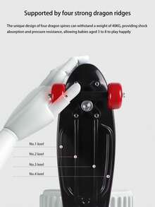 1pc Plastic Skateboard For Beginner, Single Kicktail Design, Suitable For Cruising, Stable 4 Wheels, Party Supplies