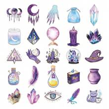 50 Stück Zauber Sticker Set, selbstklebende dekorative Sticker für Aufbewahrungsboxen, Notizbücher, Handyhüllen, Skateboards, Gitarren, Schreibtische, Wände, Geschenke, Schulsachen, Schulanfang