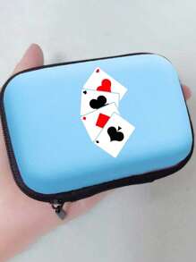 Durable Eva Portable Rectangular Multi-Purpose Storage Box, Spade And Red Playing Card Pattern Design, Used To Store Card Game Accessories (Not Including Playing Cards), Shockproof Storage Box, Can Store Ccd Cameras And Digital Products, Can Store Headphones, Data Cables, Cards, Playing Cards, Multi-Functional Storage Bag, Zipper Wallet Storage Bag, To Meet Your Daily Storage Needs. Can Be Used For Travel, Work, School, Dormitory Storage