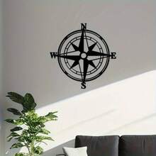 Metal Compass Wall Decor, Black Nautical Wall Decor, Ocean Theme Wall Hanging Art-Metal Wall Signs-Sophisticated Look, Adds A Touch Of Class-Metal Signs Decor - Black - View 2