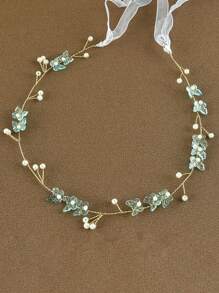 1 Peça Tiara de Contas Feita à Mão, Belas Flores para Usar por Meninas, Acessório de Roupa para Meninas das Flores, Acessório de Tiara de Flor para Casamento, Adequado para Festas de Aniversário e Fotografia de Performance, é uma Escolha Ideal para Dar de Presente para Meninas (As Cores das Fitas são Branco e Bege, e Serão Enviadas Aleatoriamente)