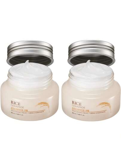The Face Shop Rice Ceramide Moisturizing Cream,Rice Extract + Rice Bran Oil,Hydrating Targets Dryness, Brightening, Dermatologically Tested,Lightweight Moisturizer Face Cream,Korean Skin Care