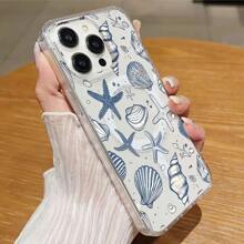 Ocean-Themed Mobile Phone Case, Decorated With Seashells And Starfish Design, Suitable For IPhone 16, 15, 14, 13, 12 And 11 Pro Models, Made Of TPU Material, And Provides Shockproof Protection. Perfect For Beach Lovers, Family, Friends, Children, Birthdays, Summer, Holidays, Boyfriends, Girlfriends, And Valentine's Day Gifts