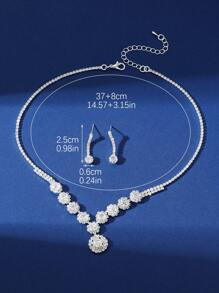 1 conjunto de brincos e colares com pingentes de flores de strass de luxo da moda, adequado para uso diário feminino, banquete, casamento, noiva, festa, presente de festival