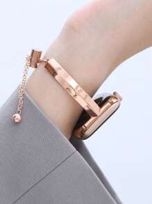 1 Stück Damen Armbanduhr im minimalistischen Stil, kompatibel mit Armband 44mm 40mm 45mm 46mm 41mm 49mm 42mm 38mm, elegantes, schlichtes, schmales Edelstahl Armband, kompatibel mit Series 10, Series 9, 8, SE, 7, 6, 5, 4, 3, Ultra 2