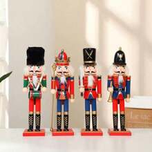 Wooden Nutcracker Ornaments Decoration Figures Puppet Home Decor (12 Inch) (Set) Gifts