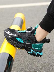 Zapatillas de calle con estilo urbano para adolescentes, tejidas, transpirables, con suelas suaves y antideslizantes, y hebillas giratorias, adecuadas para actividades al aire libre para niños