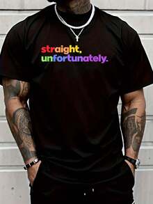 Straight Unfortunately Rainbow Pride Ally LGBTQ Gay T-Shirt - màu đen - Xem 1