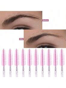 100pcs Eyelash Brush Set With Storage Box & Bag, Eyebrow Pencil, Disposable Angled Eyebrow Brush, Eyelash Extension Brush - Multicolor - View 7