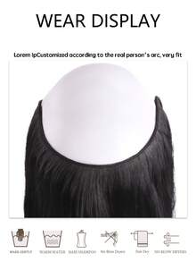 4-Clip Layered V-Shaped Inner Buckle Natural One-Piece Seamless Invisible Hair Extensions For Medium Length Hair (22 Inch/Black) - Black Brown - View 4