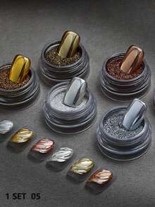 1/6 Pieces Of Blue High-Gloss Metal Titanium Powder Manicure Magic Mirror Powder Mirror Blue Silver Titanium Powder Electroplated Metal Glitter Powder - Multicolor - View 16