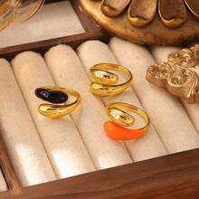 1 件女士 18K 镀不锈钢双水滴油滴戒指，适合约会、工作、日常佩戴和节日 - 款1 - 查看 2