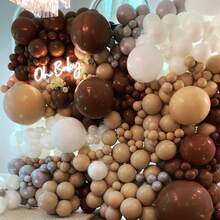 棕色乳胶派对气球 - 5/10/12/18 英寸，10/30/50/70/90 个圆形氦气球，适用于生日、婴儿派对、婚礼、毕业典礼、周年纪念派对装饰、丛林探险动物主题派对 - 棕色 - 查看 7