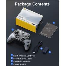 EasySMX X15 Controlador inalámbrico 2.4G para PC y múltiples plataformas con vibración y botones de gatillo, gamepad inalámbrico Bluetooth mejorado con joystick de efecto Hall/gatillo/iluminación RGB - Sin deriva del joystick, sin zona muerta - Compatible con Windows PC, PS3, Android, Steam y Switch - Negro - Ver 12