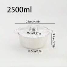 5/12/24pcs 1000ml/2500ml Disposable Aluminum Pot With Lid, Round Foil Plate, Disposable Cookware, Vacation Food Container, Camping Baking Heating Cooking Tool, Suitable For Kitchen, Outdoor, Travel, Vacation, Convenient Disposable Food Heating Container