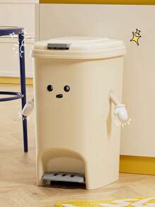 Large Capacity Rectangular Plastic Trash Can With Pedal, Double Opening, Deodorizing Sealed, Foot-Activated, No Power Needed, For Kitchen And Living Room, Polished Surface