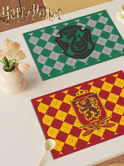 Harry Potter Harry Potter Placemat, Vintage Hogwarts Four Colleges Badger Place Mats Heat-Resistant, Non-Slip, Rectangle Table Mats For Holiday Kitchen Dining Room Decor, Easy To Clean Hand Washable Festive Placemats, Anti-Slip Thermal Insulation Dining Room Kitchen Easy Care, Christmas Decorations