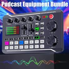 Professional Podcast Equipment Bundle Starter Kit - Condenser Microphone Recording Studio Setup With Pop Filter & Shock Mount, Streaming Podcast Mic Kit With Real-Time Voice Changer, Live Sound Card Audio Interface For PC//Computer, Perfect For Vlog, Gaming, Karaoke, Home Studio