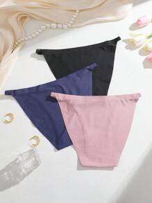 FINETOO 3 Stücke nahtlose anpassbare Bikinihosen für Damen Einfarbig, Hohe Qualität