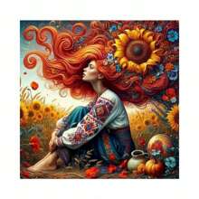 Set di pittura di diamanti 5D - Fiori e tramonti vibranti, Donne eleganti, Arte su tela senza cornice, Decorazione domestica perfetta e decorazione murale, Forniture per artigianato per principianti, Regali di compleanno ideali, Illustrazioni dettagliate su tela vibrante, Kit di pittura di diamanti