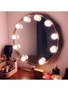 1 Lâmpada Ajustável Tri-Color USB, Lâmpada com 4/6/8/10/12/14 LED, Luzes de Espelho Ajustáveis em 3 Cores, Espelho de Vestir com Luz 3000K Quente, 4000K Natural e 6500K Branco Diurno, Luz de Espelho de Maquiagem Portátil, Adequada para Espelhos de Maquiagem, Iluminação de Espelho de Banheiro, Vários Cenários