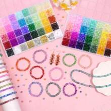 420 pièces Kit de perles de verre d'imitation de jade pour la confection de bijoux, bracelets d'amitié, boucles d'oreilles, colliers. Ensemble de perles rondes en cristal pour artisanat DIY (couleurs aléatoires)