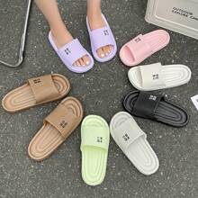, EVA Slides - Non-Slip, Thick Sole Open-Toe Slippers In Solid Colors With "You Run" Design, Comfortable For Indoor & Shower Use, All-Season Wear