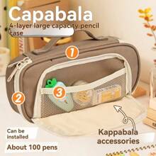 High-End Large-Capacity Pencil Case Simple Multifunctional Bear School Office Storage Stationery Items Multifunctional Canvas Pen Bag Zipper Pencil Case For School, Back To School, School Supplies, Pencil Pouch, School Bag