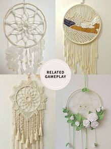 10 قطع حلقات مصنوعة من القَصَب الأخضر الحالم ، مزينة بريش للأعراس والأعياد الخارجية ، جرس الرياح بطراز "موري" للتعليق في المناسبات مثل عيد الهالوين والميلاد وغيرها ، ديكور الحوائط والغرف ، حلقات القَصَب لأعمال التطريز والنسيج