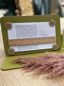 Kreativer faltbarer Strickvorlagenhalter - mehrfarbig - geeignet für Strick- und Häkelbegeisterte - für den Heim- und Studioeinsatz - das perfekte Geschenk für Bastelfans, faltbarer Strickvorlagenhalter mit magnetischem Lineal und Holzkreis, ideal für Perlen- und Schmuckherstellung, inklusive herzförmiger Holzdekorationschips