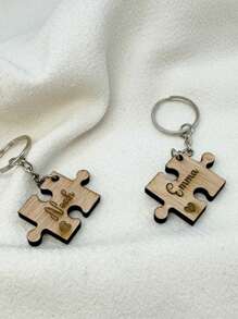 1 breloc puzzle personalizat de Ziua Mamei, nume cu text personalizat, breloc cadou de nuntă, cadou pentru invitați la nuntă, breloc din lemn sculptat cu laser, plasare nume, etichetă alternativă cu nume de nuntă, călătorie, cadou pentru mamă, cadou de Ziua Îndrăgostiților, potrivit pentru Ziua Mamei, Ziua Tatălui, Ziua Paștelui, Ziua Îndrăgostiților