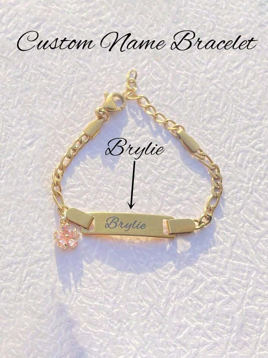 Pulsera personalizada de acero inoxidable con nombre lindo, regalo de cumpleaños, accesorio de moda para otoño, grabado delicado, elegante, de moda para bebés, ordenado, colorido, moderno, adorable personalización, tesoro único, regalo, lindo, regalo ideal para el Día del Niño, adecuado para familia y amigos, niños, noche de gala, moderno, colorido, lindo