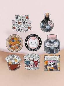 8 件可爱猫咪治愈药水珐琅别针定制快乐药丸胸针翻领徽章衣服动物珠宝礼物送给孩子朋友 - 彩色 - 查看 4
