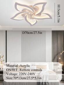 1 件 LED 吸顶灯，220v 白色吸顶灯，无限可调光，亚克力花瓣设计吊灯，适用于卧室、客厅、餐厅、厨房、房间装饰灯