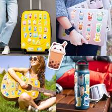 50/100 Stücke niedliche Boba Aufkleber für Wasserflasche, ästhetische Vinyl Getränke Aufkleber für Laptop, Skateboard, Handy, wasserfeste Aufkleber im Großpaket für Jugendliche, Erwachsene, Schulbedarf