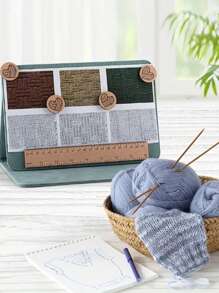 Kreativer faltbarer Strickvorlagenhalter - mehrfarbig - geeignet für Strick- und Häkelbegeisterte - für den Heim- und Studioeinsatz - das perfekte Geschenk für Bastelfans, faltbarer Strickvorlagenhalter mit magnetischem Lineal und Holzkreis, ideal für Perlen- und Schmuckherstellung, inklusive herzförmiger Holzdekorationschips