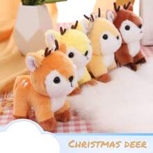 4 Pcs Mini Woodland Animals Plush Toys Gift, Plush Deer Stuffed Animal Deer Plush Toy, Stuffed Keychain For Birthday Party Centerpiece Decor Classroom Prizes