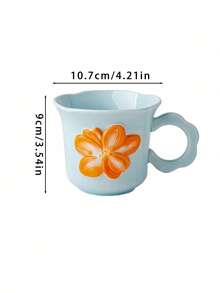 1pc Ins Style Floral Ceramic Coffee/Tea Mug, & Creative Design, Fashionable Breakfast Milk Cup, Household Water Cup Back To School - Multicolor - View 13