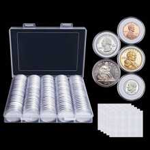 100 Pieces Of 30mm Coin Capsules With Transparent Plastic Silver Dollar Holders, Suitable For Collectors With Circular Coin Protective Covers, With Storage Boxes, Suitable For Morgan Silver Dollar Collection Items