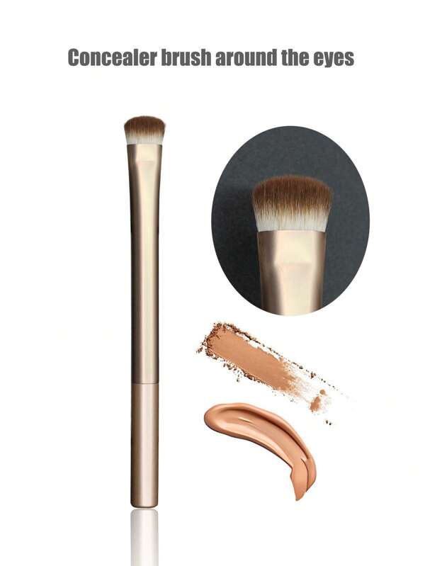 1pc Eye Concealer Brush/3 Color Options/High-Quality Fiber Brush Head Suitable For Liquid+Cream Concealer/Also Can Be Used For Precise Acne, Freckle Repair On Face. Face Blemish Treatment: Directly Use Brush To Pick Up Corresponding Concealer, Dab On Blemish, Then Use Clean Makeup Sponge Or Fingertip To Gently Tap The Edge For More Natural Blending