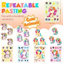 6/12/36 Sheets Make A Face Unicorn Stickers, Make Your Own Rainbow Pony Puzzle Stickers Craft Game Activities For Birthday Party Supplies Art Project Rewards Festival Gifts Birthday Decorations, Back To School, Birthday Gift, Graduation Gift